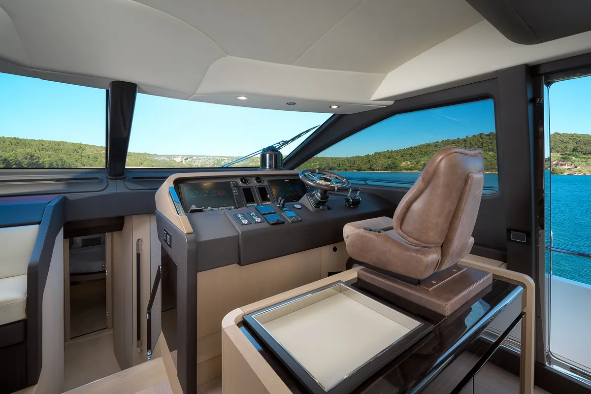 Cockpit of Alyss, a Azimut 72 motor yacht at Skradin, Croatia