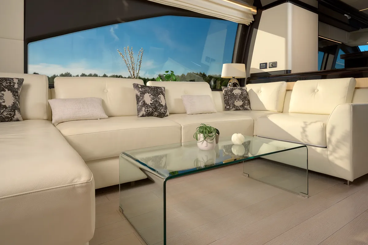 Salon of Alyss, a Azimut 72 motor yacht at Skradin, Croatia