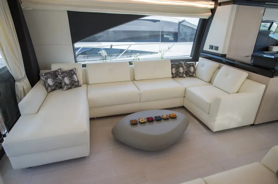 Salon of Alyss, a Azimut 72 motor yacht at Skradin, Croatia