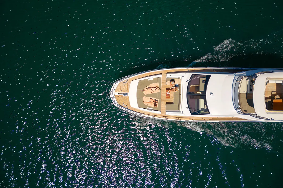 Exterior view of Alyss, a Azimut 72 motor yacht at Skradin, Croatia