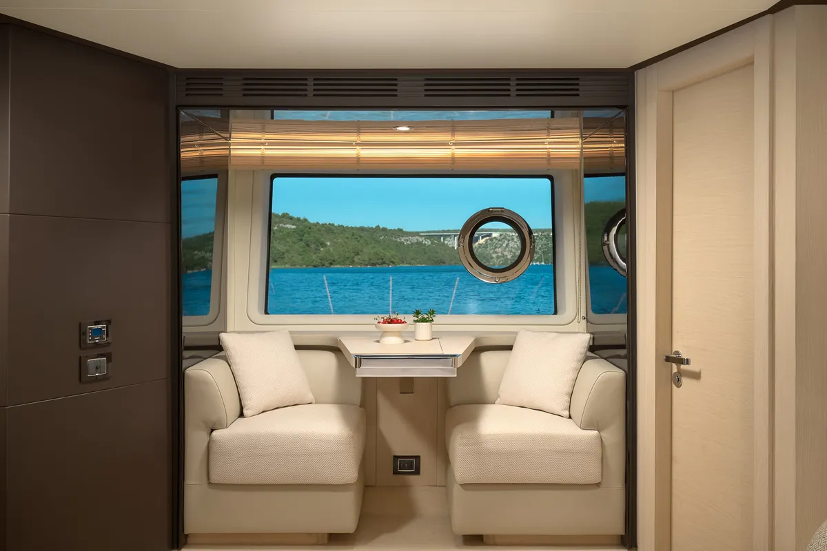 Salon of Alyss, a Azimut 72 motor yacht at Skradin, Croatia