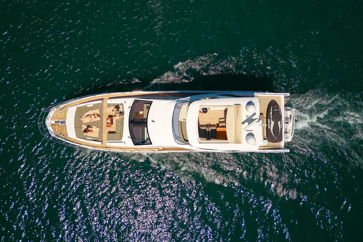 Exterior view of Alyss, a Azimut 72 motor yacht at Skradin, Croatia