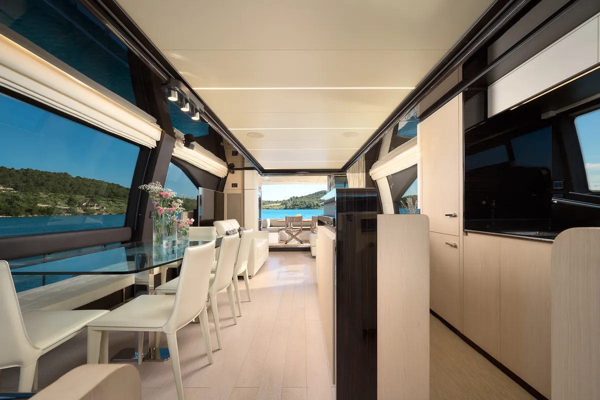 Salon of Alyss, a Azimut 72 motor yacht at Skradin, Croatia