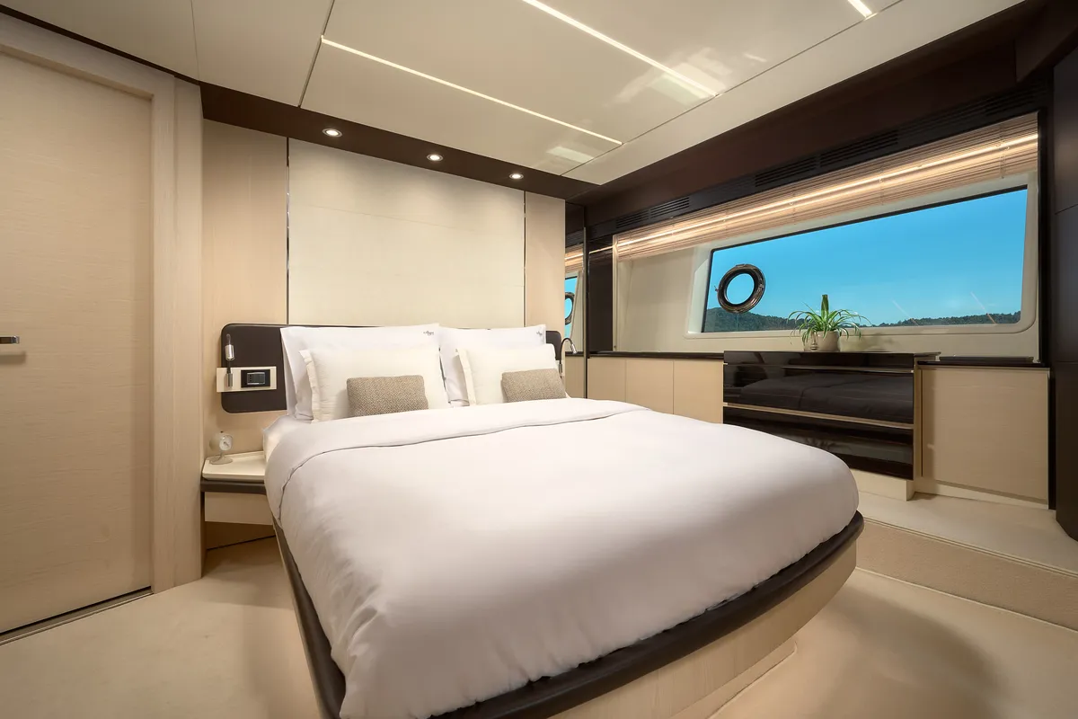Cabin on Alyss, a Azimut 72 motor yacht at Skradin, Croatia