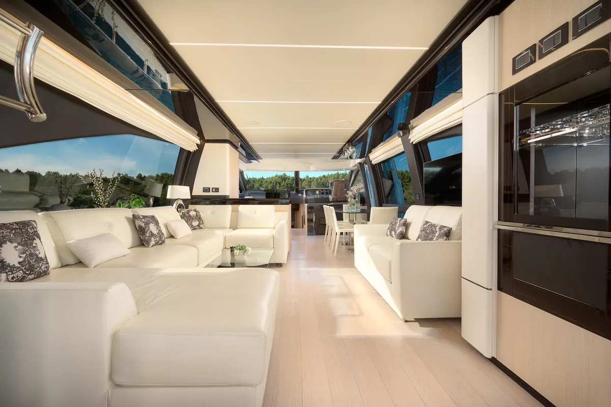 Salon of Alyss, a Azimut 72 motor yacht at Skradin, Croatia