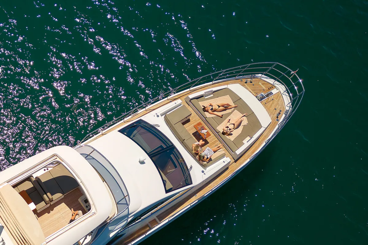 Exterior view of Alyss, a Azimut 72 motor yacht at Skradin, Croatia