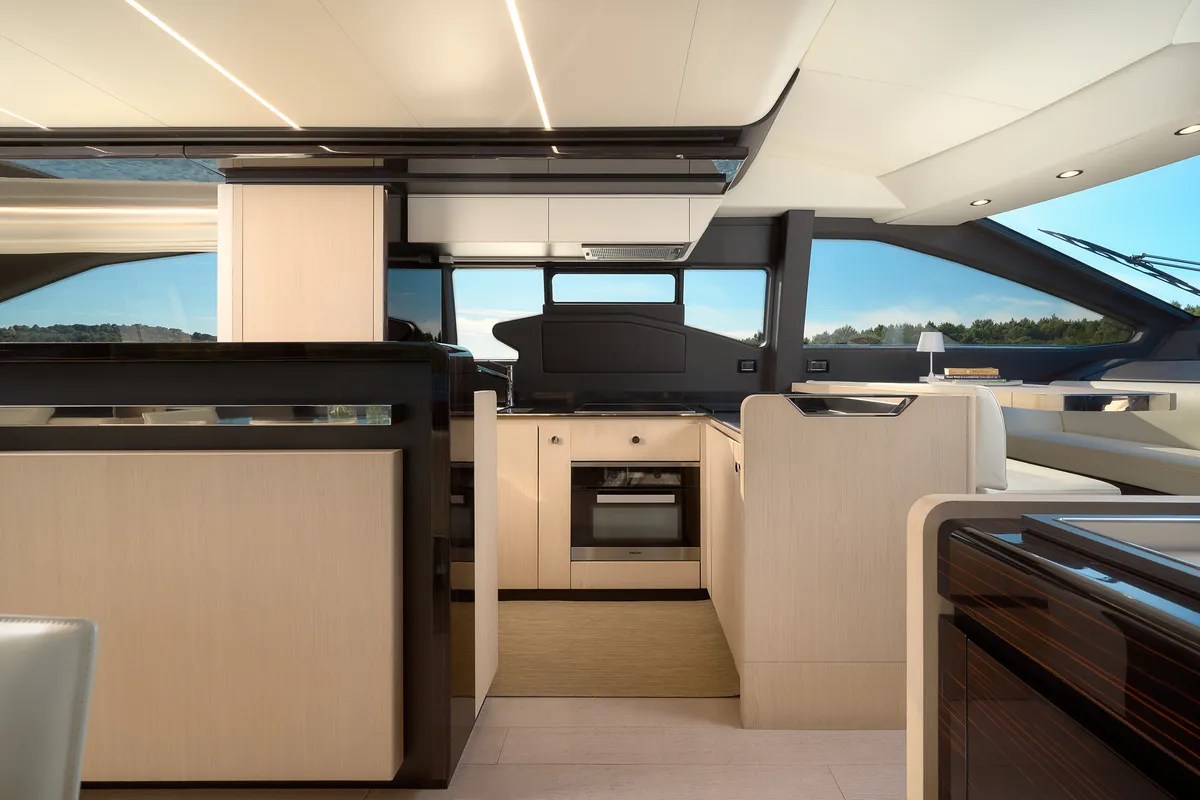 Galley of Alyss, a Azimut 72 motor yacht at Skradin, Croatia