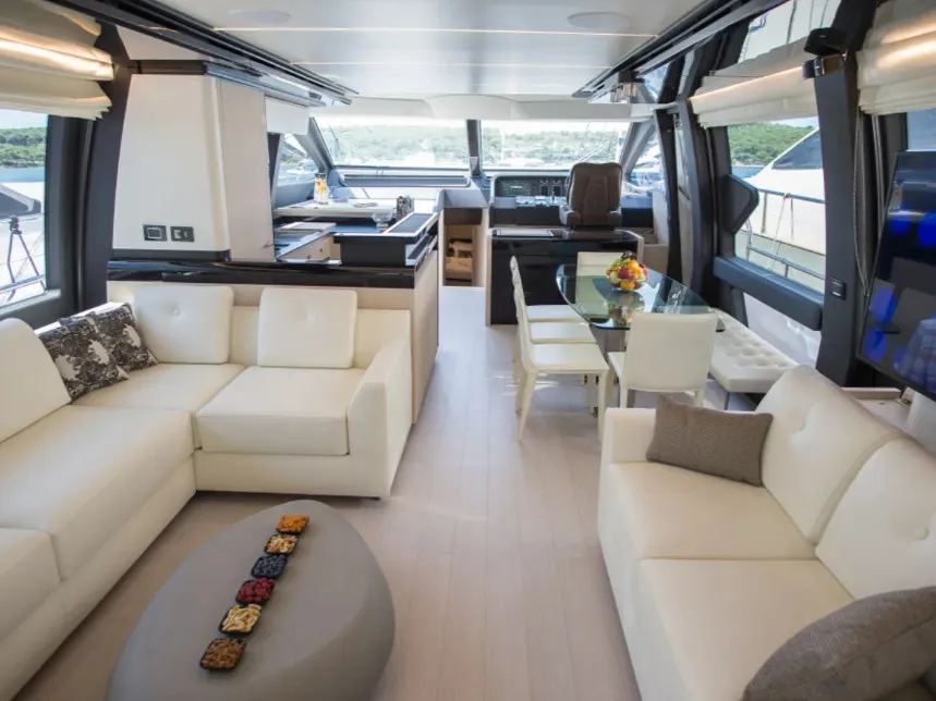 Salon of Alyss, a Azimut 72 motor yacht at Skradin, Croatia
