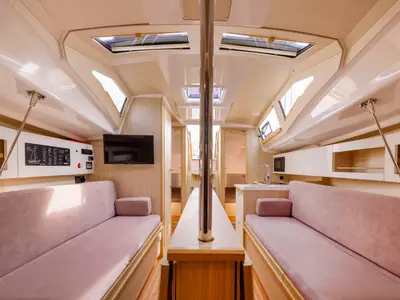 Salon of Zatoka Mrowcza, a Northman Maxus 34 sailboat at Sztynort, Poland