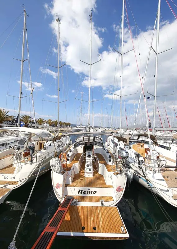 Exterior view of Nemo, a Bavaria Cruiser 33 sailboat at Murter, Croatia