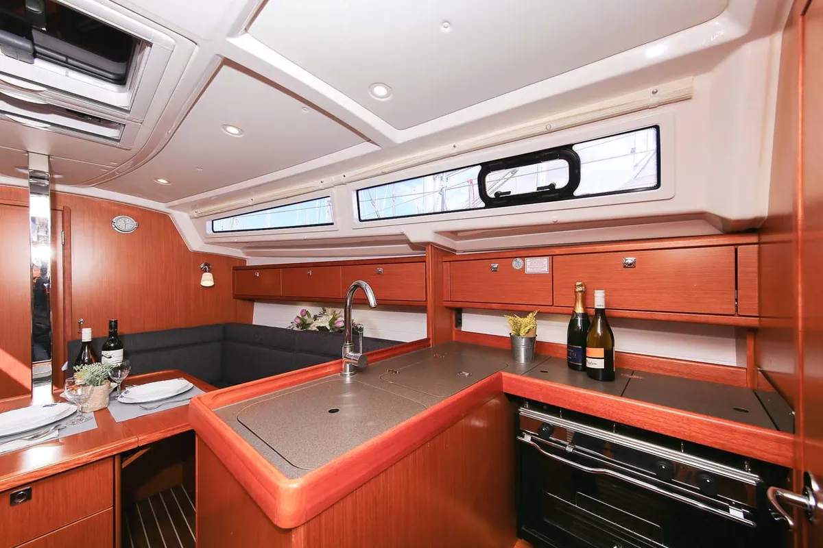 Galley of Nemo, a Bavaria Cruiser 33 sailboat at Murter, Croatia