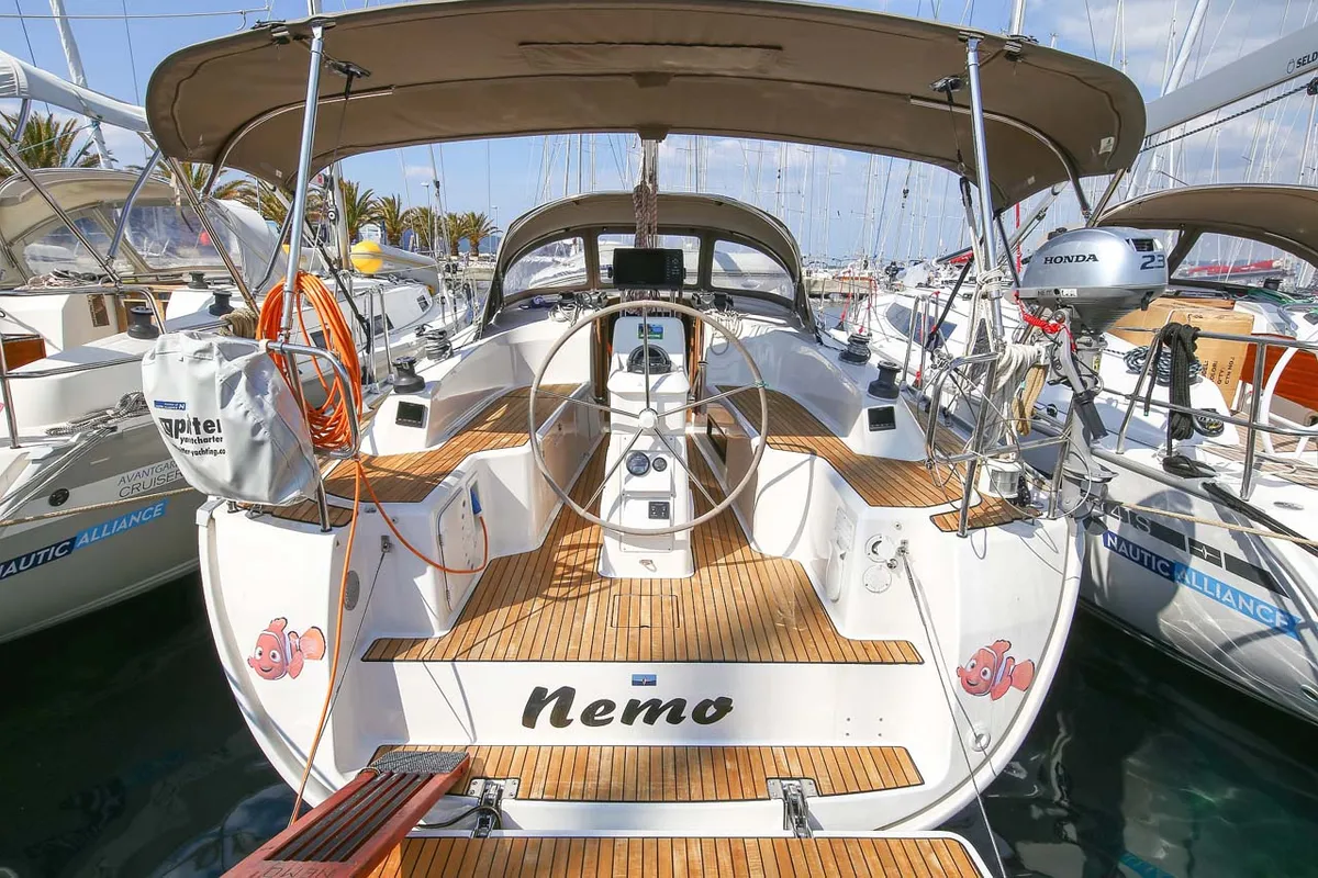 Exterior view of Nemo, a Bavaria Cruiser 33 sailboat at Murter, Croatia