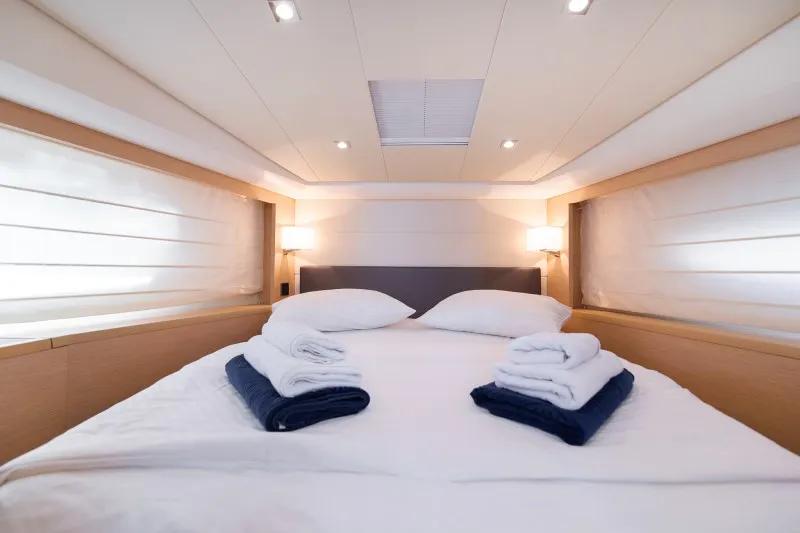 Cabin on Serendipity I, a Prestige 500 motorboat at Grad Šibenik, Croatia