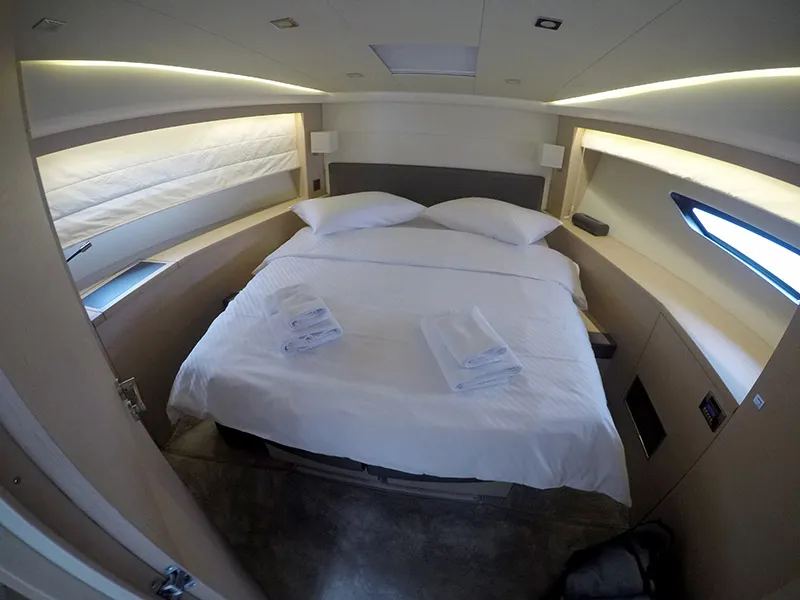 Cabin on Serendipity I, a Prestige 500 motorboat at Grad Šibenik, Croatia