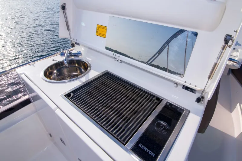 Deck of Serendipity I, a Prestige 500 motorboat at Grad Šibenik, Croatia
