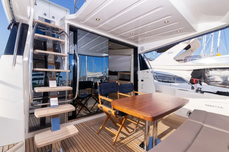 Deck of Serendipity I, a Prestige 500 motorboat at Grad Šibenik, Croatia