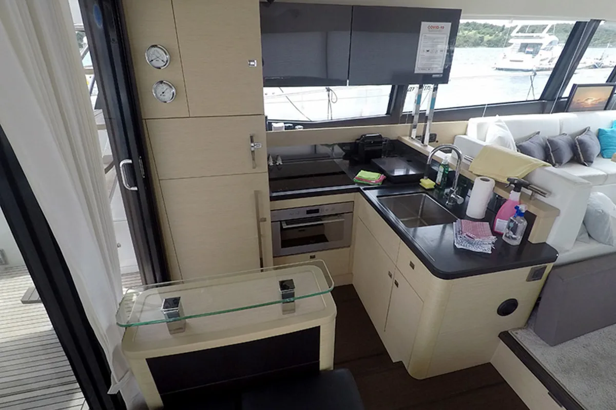 Galley of Serendipity I, a Prestige 500 motorboat at Grad Šibenik, Croatia
