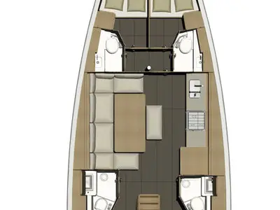 Floor plan of Vaiana, a Dufour 460 GL sailboat at Sithonia Municipal Unit, Greece