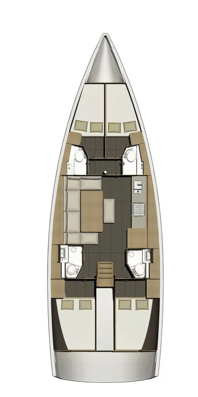 Floor plan of Vaiana, a Dufour 460 GL sailboat at Sithonia Municipal Unit, Greece