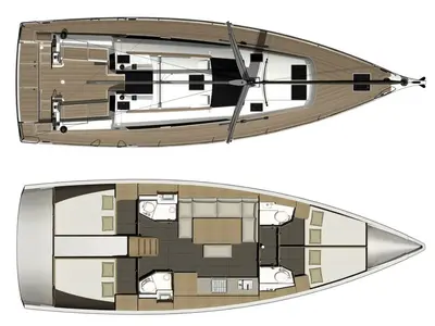 Floor plan of Vaiana, a Dufour 460 GL sailboat at Sithonia Municipal Unit, Greece