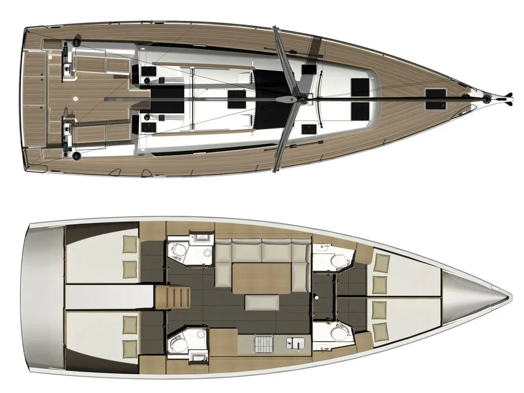 Floor plan of Vaiana, a Dufour 460 GL sailboat at Sithonia Municipal Unit, Greece
