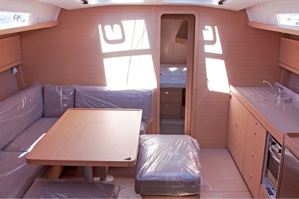 Salon of Vaiana, a Dufour 460 GL sailboat at Sithonia Municipal Unit, Greece