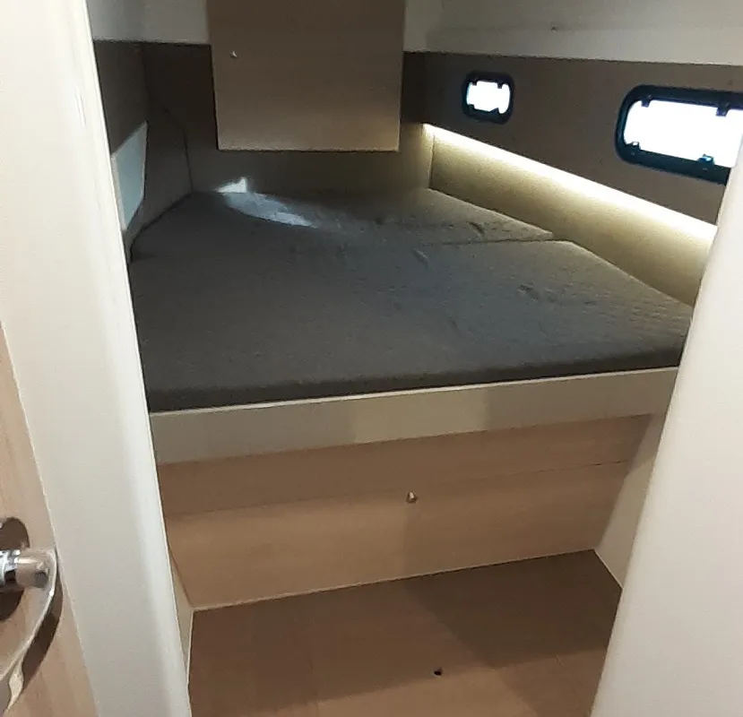 Cabin on Eleftheria, a Bali 4.1 catamaran at Olbia, Italy