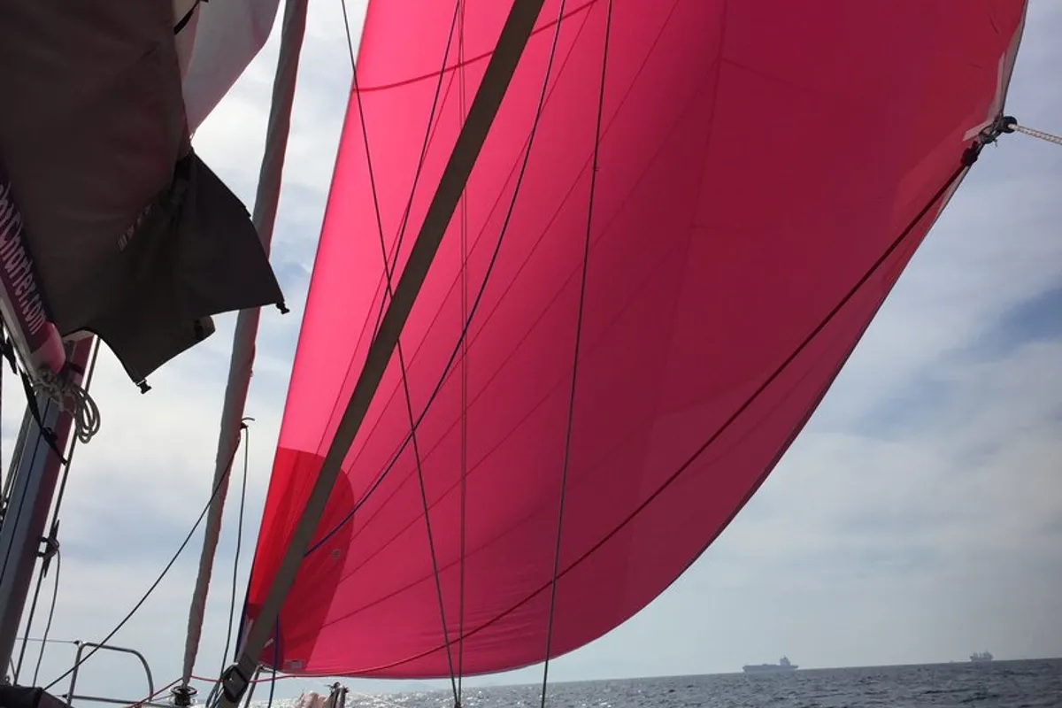 Exterior view of Wind of Change, a Beneteau Oceanis 37 sailboat at Parikia, Greece