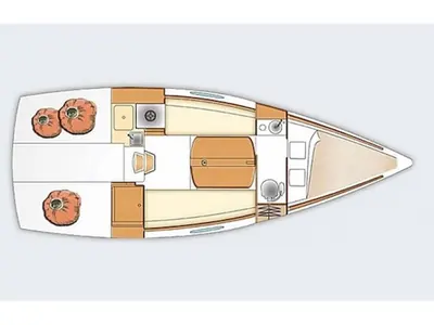 Floor plan of Marlem, a Beneteau First 25 S sailboat at Kerners, France