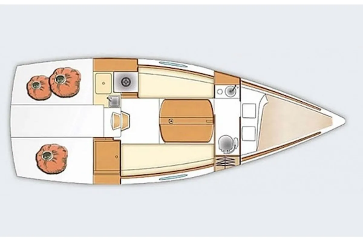 Floor plan of Marlem, a Beneteau First 25 S sailboat at Kerners, France