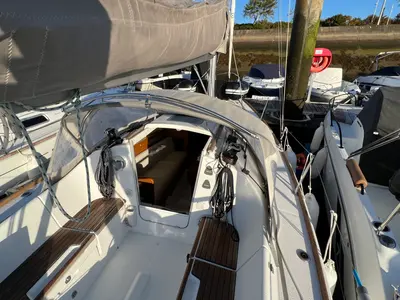 Deck of Marlem, a Beneteau First 25 S sailboat at Kerners, France