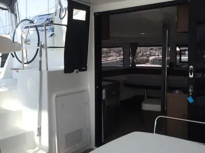 Deck of Freedom, a Lagoon 42 catamaran at Kontokali, Greece