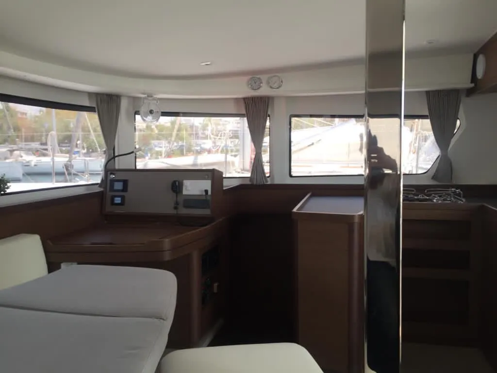 Salon of Freedom, a Lagoon 42 catamaran at Kontokali, Greece