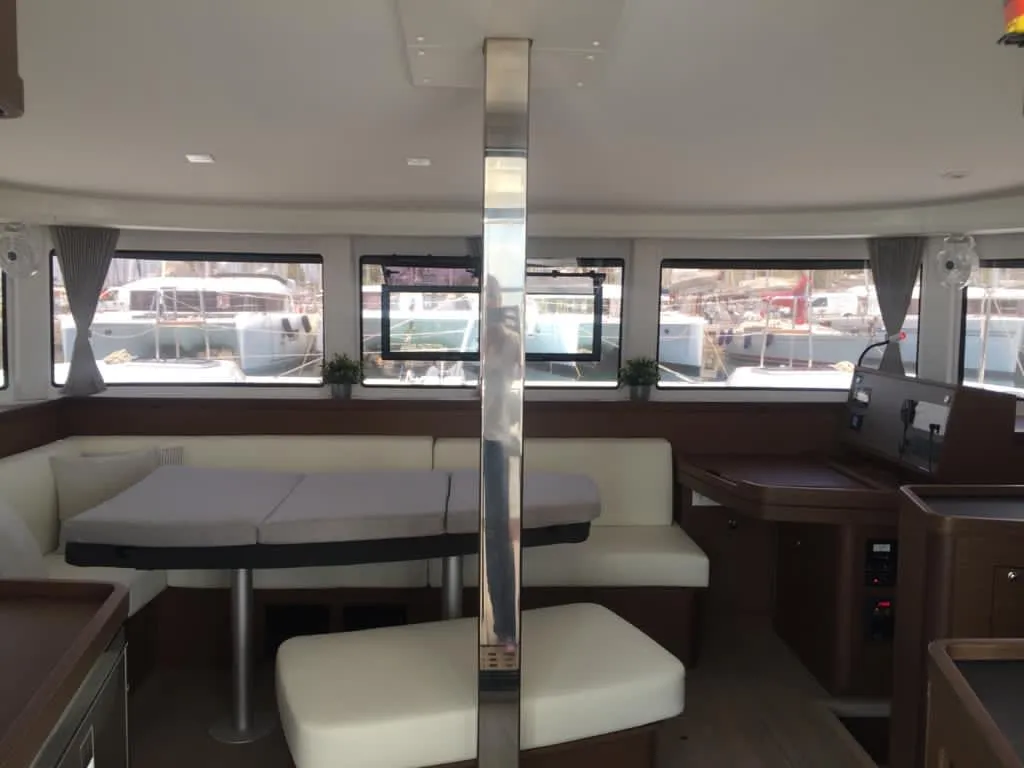 Salon of Freedom, a Lagoon 42 catamaran at Kontokali, Greece
