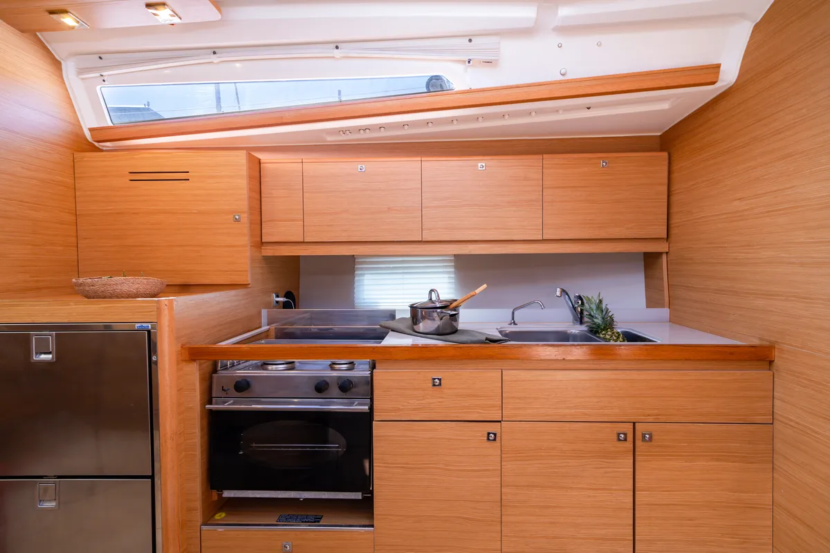 Galley of Artemis, a Dufour 390 GL sailboat at Municipal Unit of Rhodes, Greece