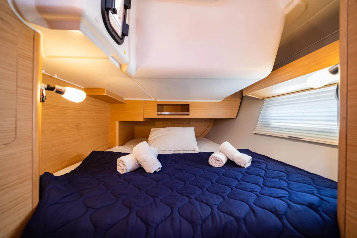 Cabin on Artemis, a Dufour 390 GL sailboat at Municipal Unit of Rhodes, Greece