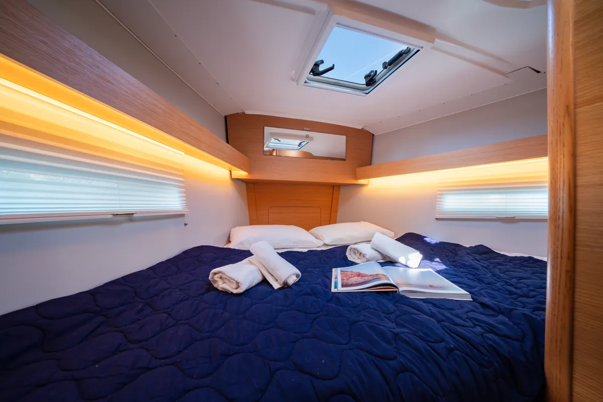 Cabin on Artemis, a Dufour 390 GL sailboat at Municipal Unit of Rhodes, Greece