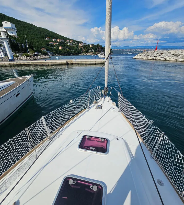 Deck of Finia, a Beneteau Oceanis 34 sailboat at Grad Opatija, Croatia