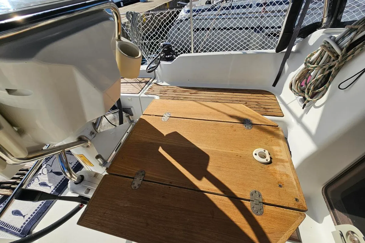 Deck of Finia, a Beneteau Oceanis 34 sailboat at Grad Opatija, Croatia