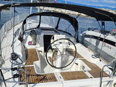 Cockpit of Finia, a Beneteau Oceanis 34 sailboat at Grad Opatija, Croatia
