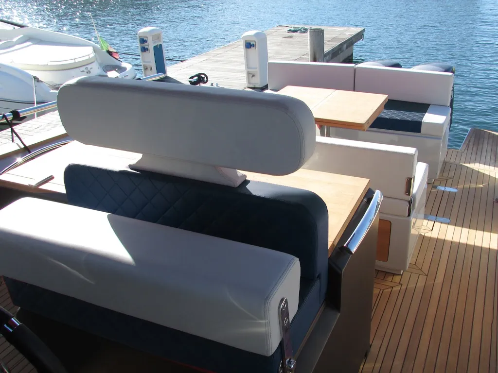 Deck of Federika III, a Gulet Italyure 38 motorboat at es Jonquet, Spain