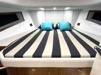 Cabin on Federika III, a Gulet Italyure 38 motorboat at es Jonquet, Spain