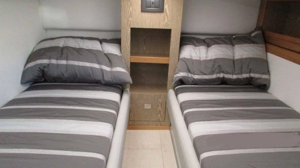 Cabin on Federika III, a Gulet Italyure 38 motorboat at es Jonquet, Spain