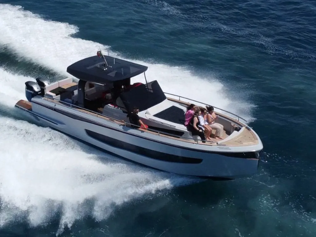Exterior view of Federika III, a Gulet Italyure 38 motorboat at es Jonquet, Spain