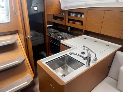 Galley of Princess Lara, a Jeanneau Sun Odyssey 380 sailboat at Punat, Croatia