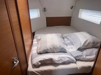 Cabin on Princess Lara, a Jeanneau Sun Odyssey 380 sailboat at Punat, Croatia