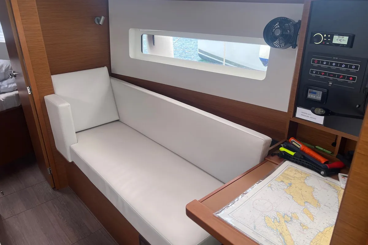 Salon of Princess Lara, a Jeanneau Sun Odyssey 380 sailboat at Punat, Croatia