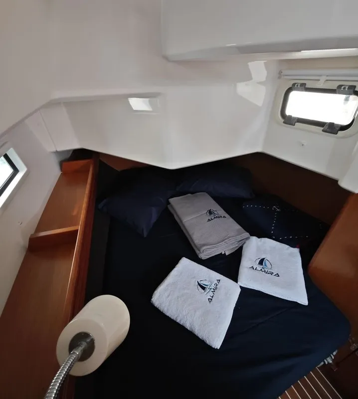 Salon of Almira, a Bavaria Cruiser 37 sailboat at Fethiye, Turkey