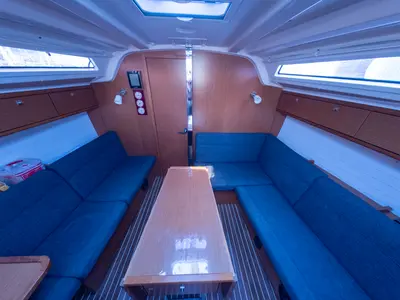 Salon of Almira, a Bavaria Cruiser 37 sailboat at Fethiye, Turkey