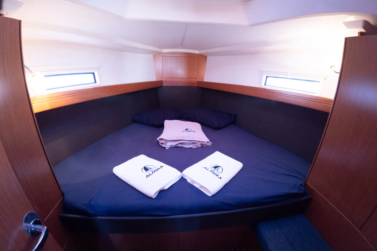 Cabin on Almira, a Bavaria Cruiser 37 sailboat at Fethiye, Turkey